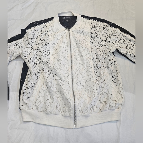 INC,Woman,Spring Casual Jacket,Black-White,Sz L,Cotton-Nylon, Elastic lace,Zip. - Picture 7 of 10